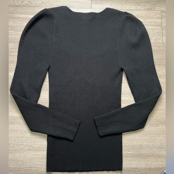 Maeve Anthropologie Black Ribbed Knit Square Neck Top Size Small - Picture 3 of 5